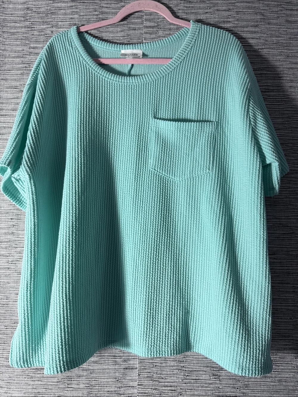 Andree By Unit Loose Fit Ribbed Tunic Tee Top, Mint, XL